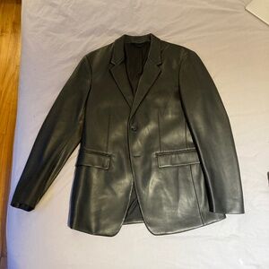 Zara Men Black Faux-leather blazer in medium